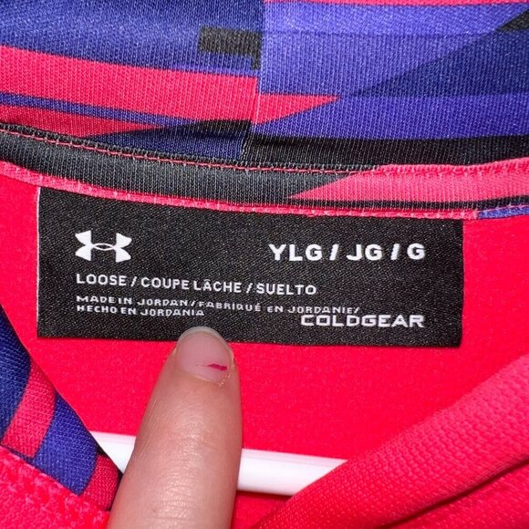 Under Armour Girl's Loose Cold Gear Pink & Purple Hoodie Size L - Picture 3 of 4